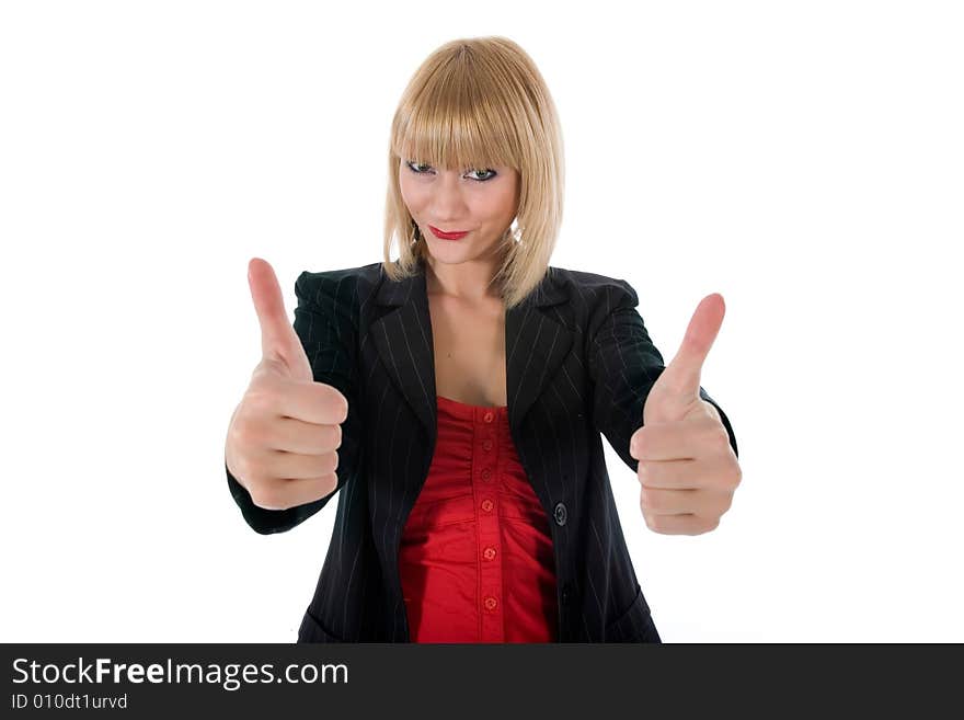 Expressive woman on white background