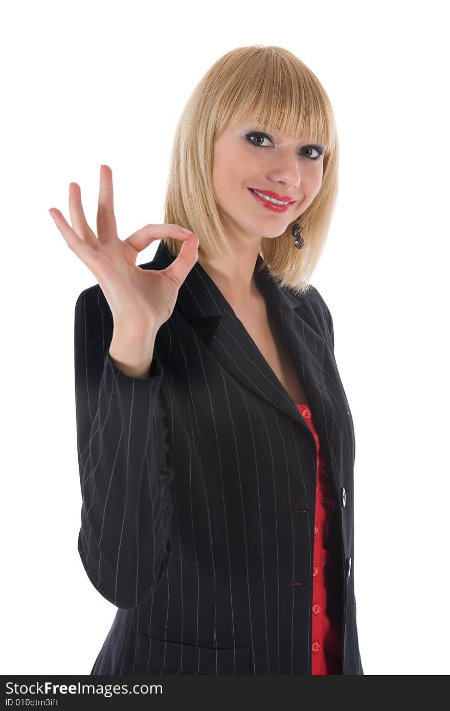 Expressive woman on white background