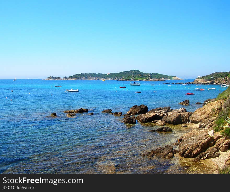 French coast with blue sea - in France