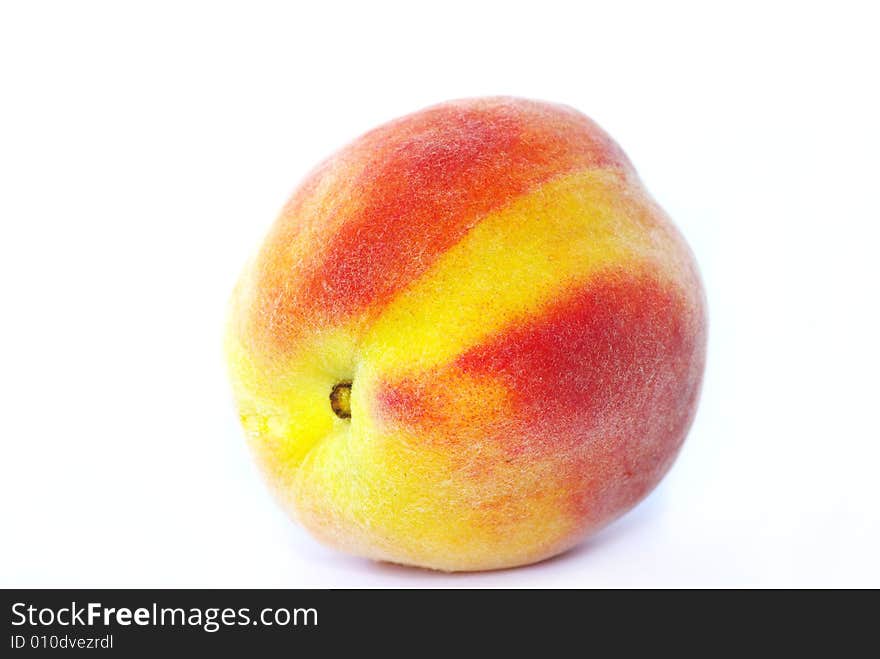 Ripe peach fruit isolated on white background