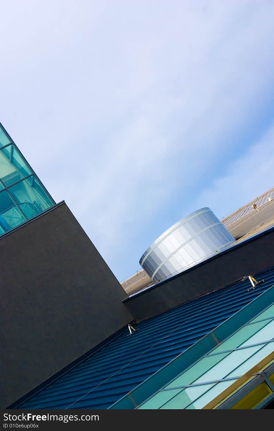 Abstract architecture view. Glass, plastic and metal constructions.