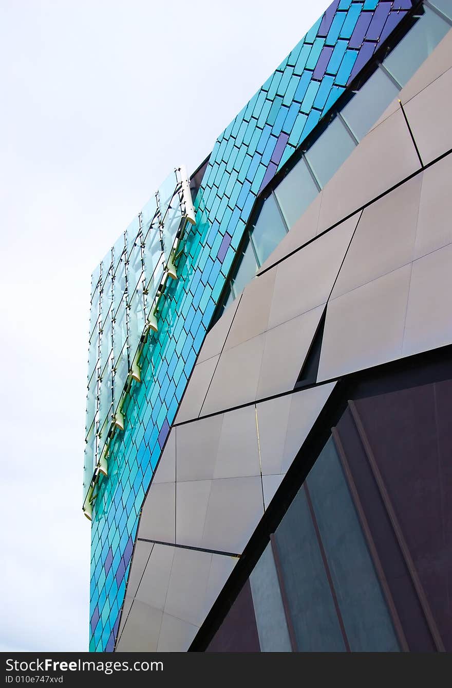 Abstract architecture view. Glass, plastic and metal constructions.