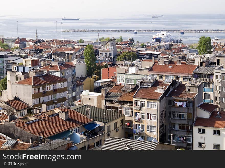 Panoramic view of Istanbul with Marmara sea