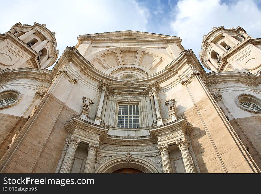 Cathedral in Cadiz (Spain) - view from below