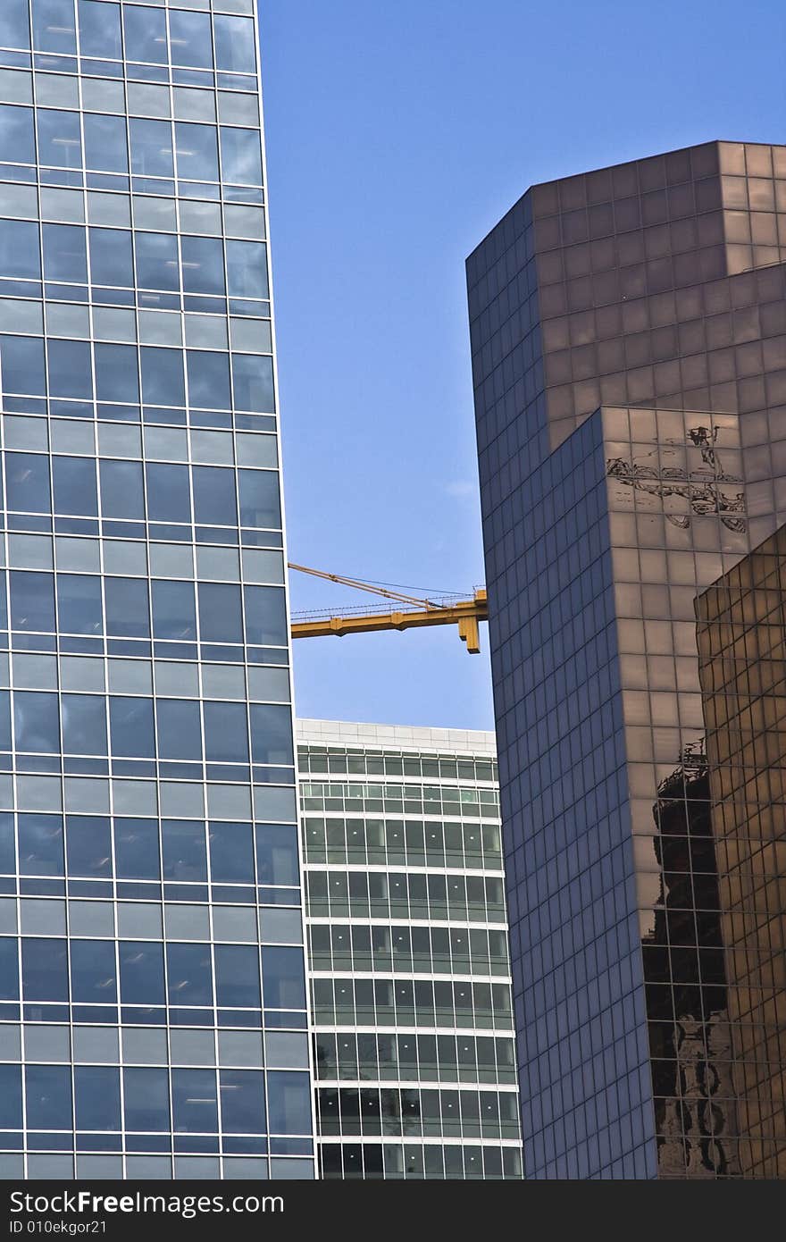 Modern Skyscrapers with crane as building continues in Washington State