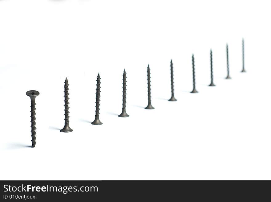 Isolated line from screws with shadow