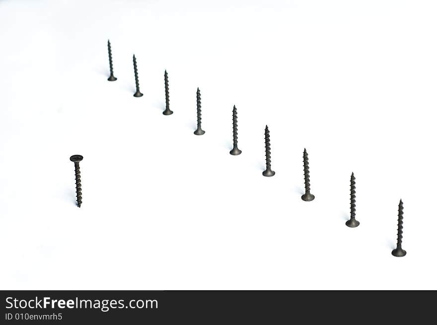 Isolated line from screws with shadow