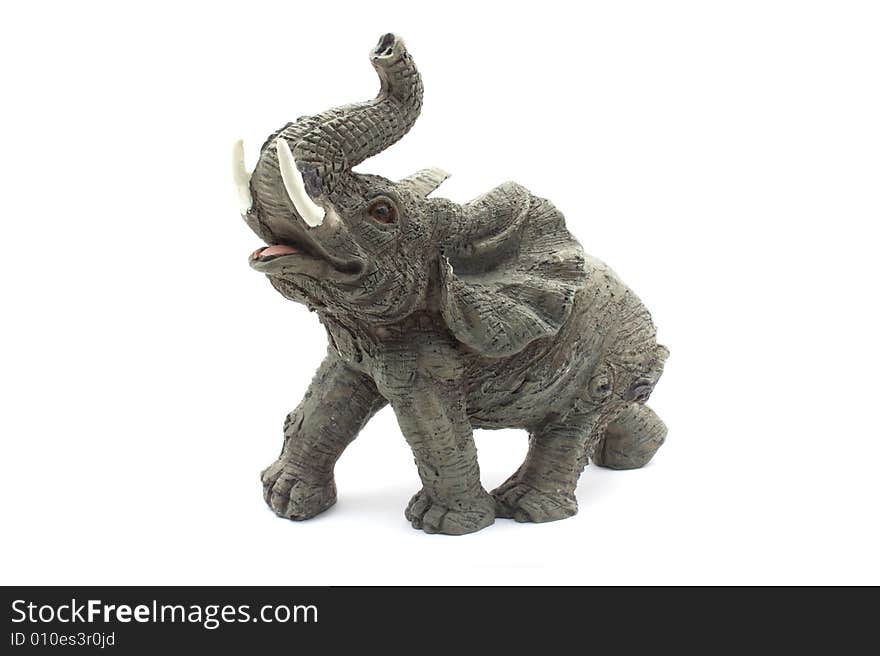 Wooden figurine of elephant on white background. Wooden figurine of elephant on white background.