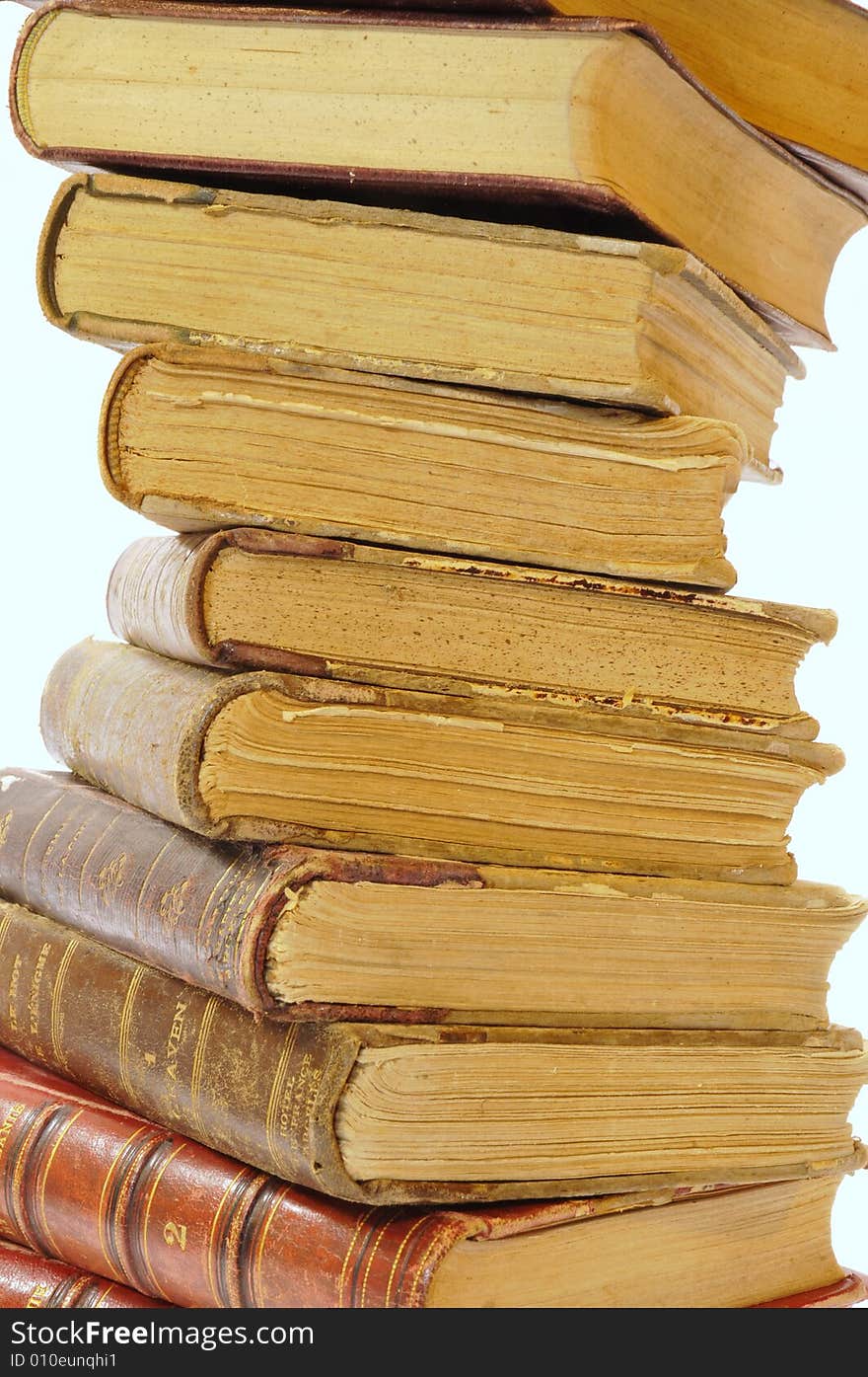 Close-up of a stack of old books. Close-up of a stack of old books