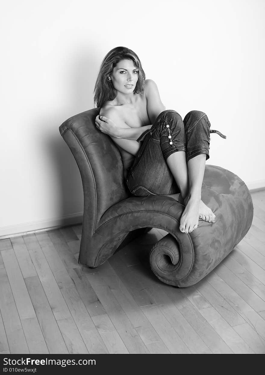 Beautiful woman in chair