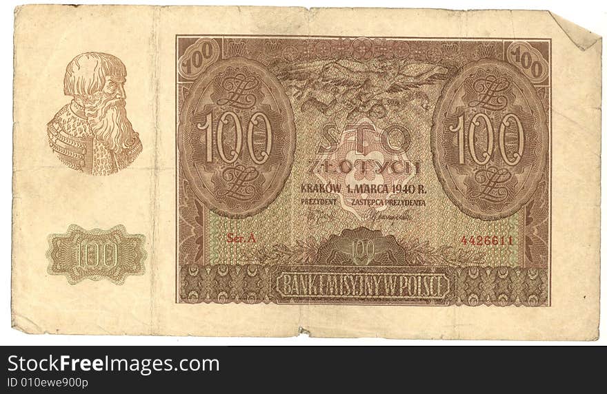 very old Polish banknote