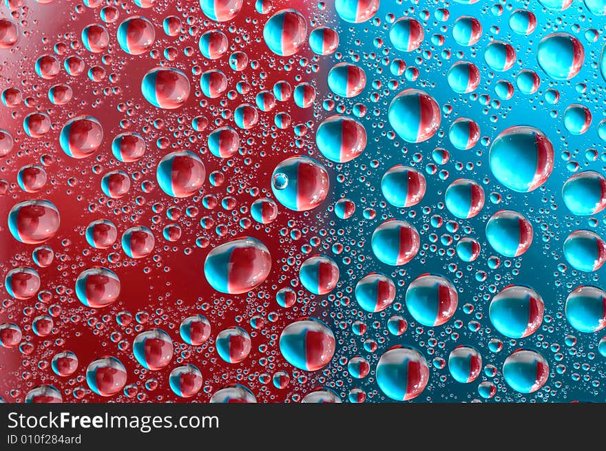 Water drops on glass. Macrophoto.