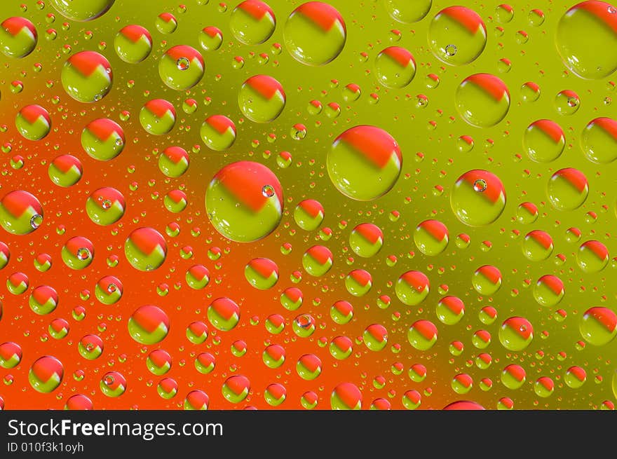 Water drops on glass. Photo on a white background