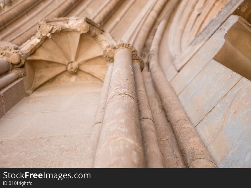 Cathedral church in gothic style from sandstone