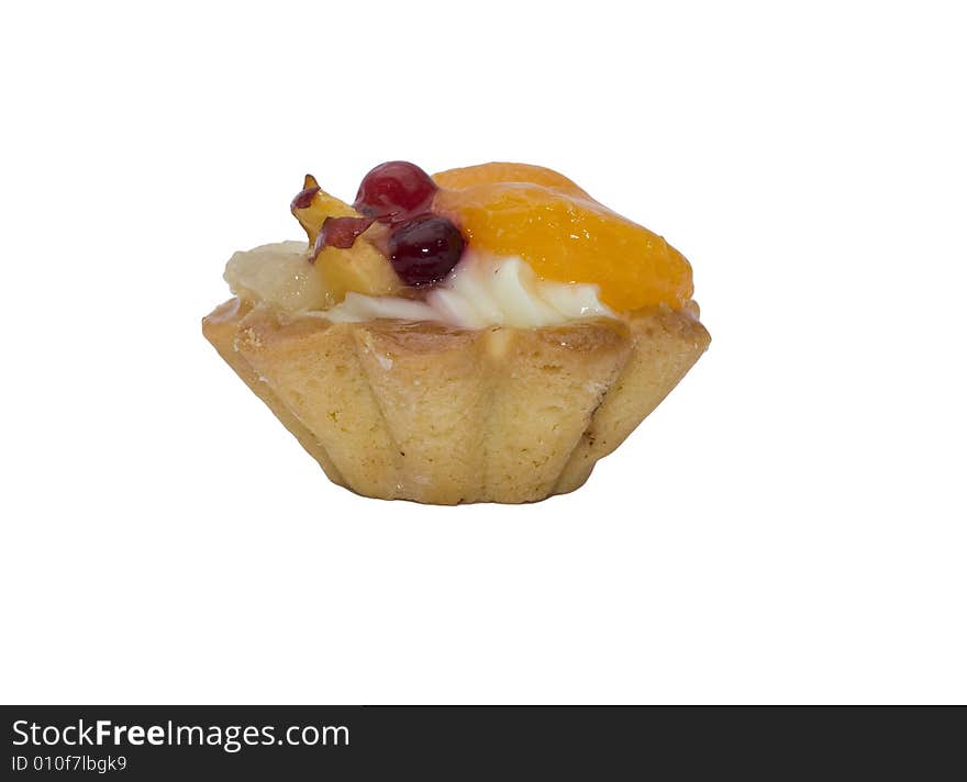 Cake with orange isolated on white background