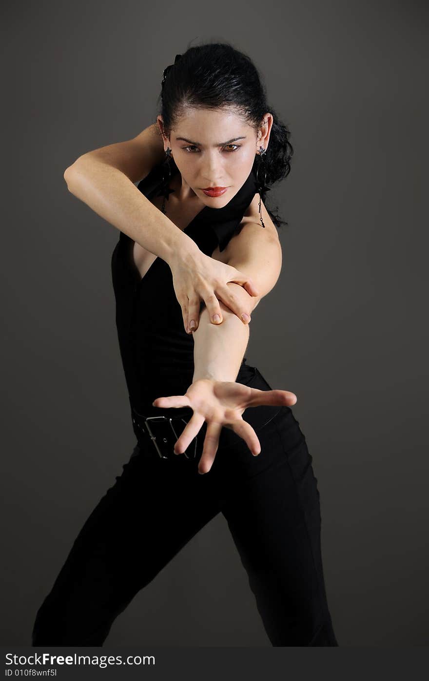 Portrait of Passionate hispanic flamenco dancer woman