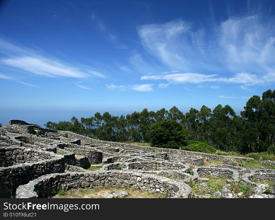 Roman ruins of old village in spain