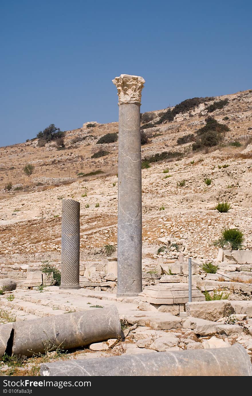 Antiquities ruins of column in ancient cyprus. Antiquities ruins of column in ancient cyprus