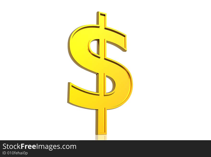 Dollar symbol isolated in white background