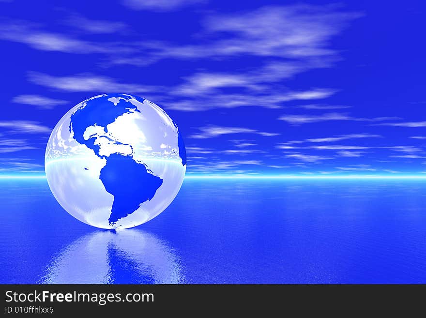 Globe In Ocean