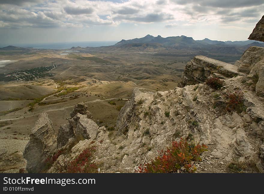 Krim Karadag landscape, mountain horizon