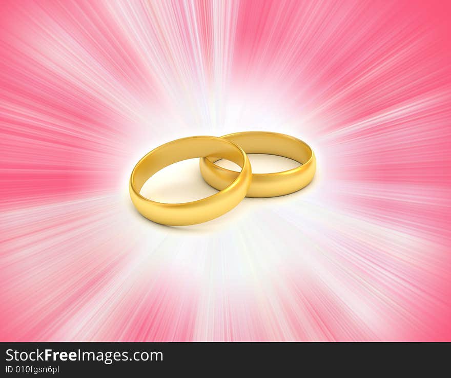 Rings  isolated in red background. Rings  isolated in red background