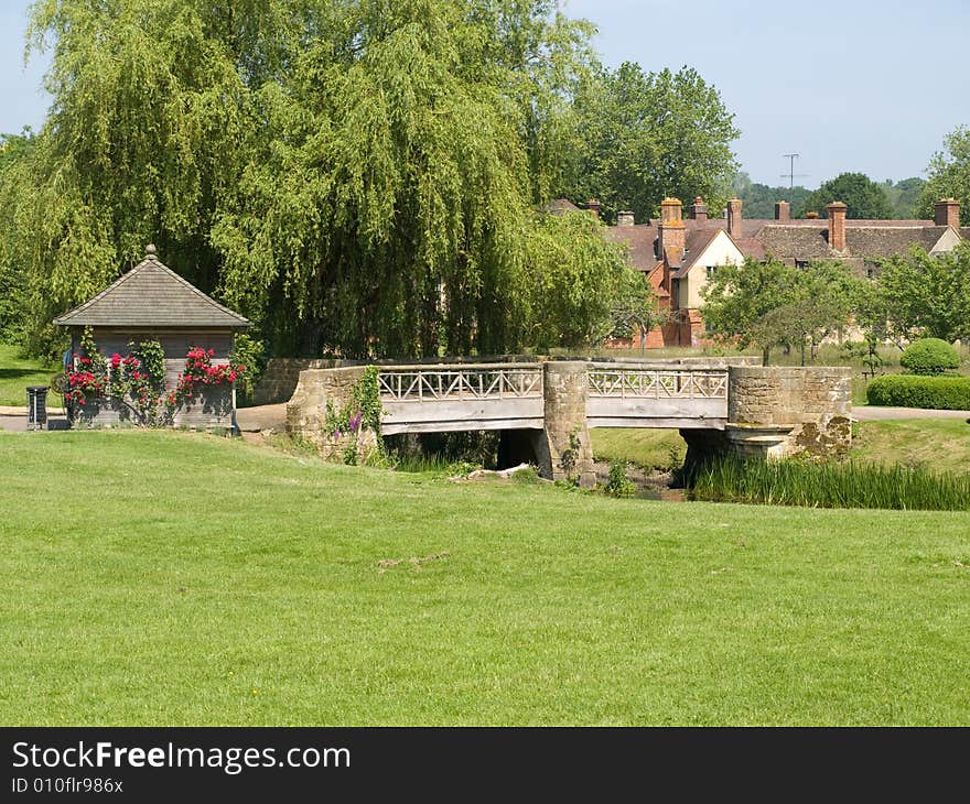 An old bridge over a river