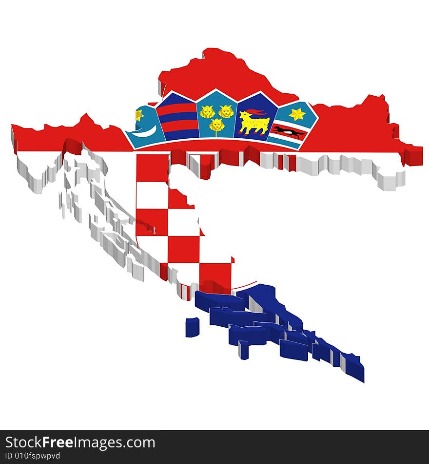 Croatian map and flag on white background