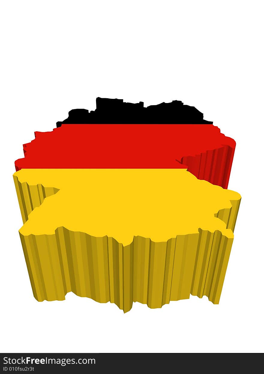 German map and flag on white background. German map and flag on white background