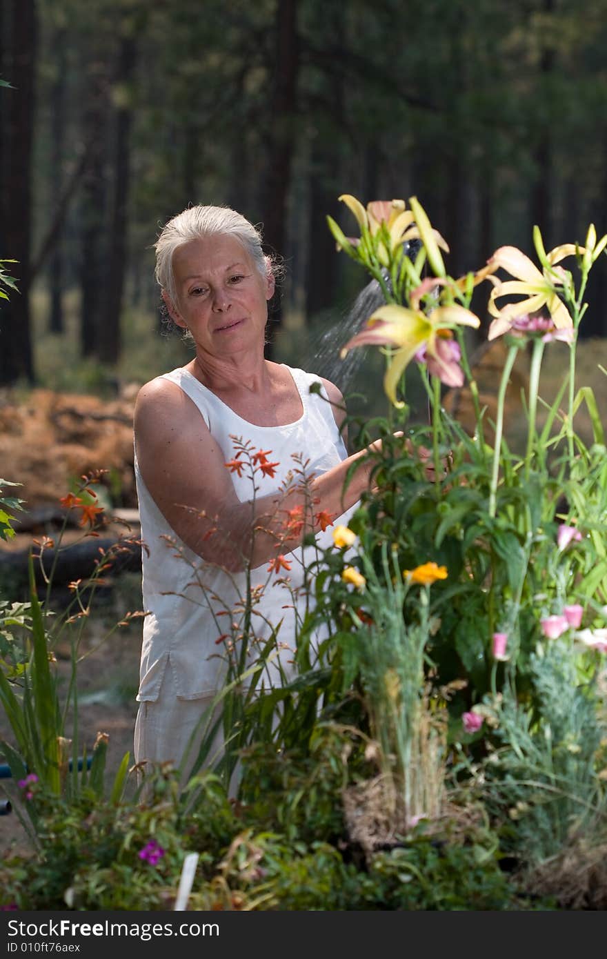 Senior woman gardening