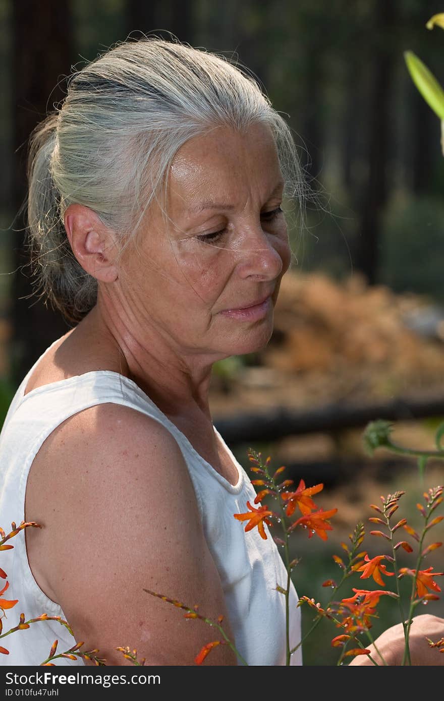 Senior woman gardening