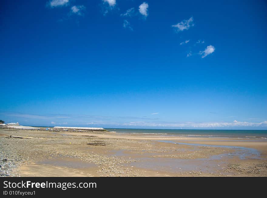 Blue sky and the welsh beach