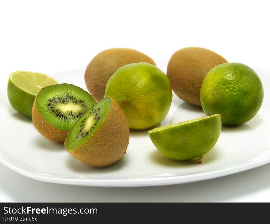 Fresh green fruits plate