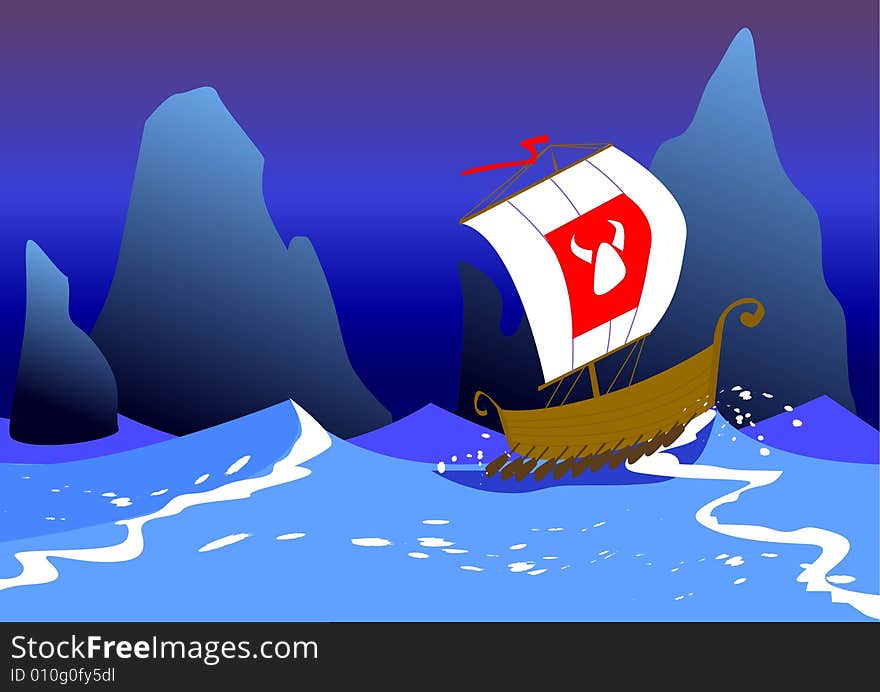 Vector illustration for a Viking ship