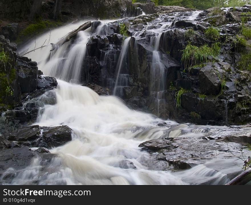 Waterfall Around Stone