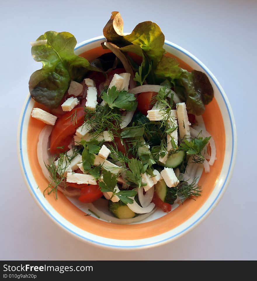 Greeck salad in a ceramicl bowl