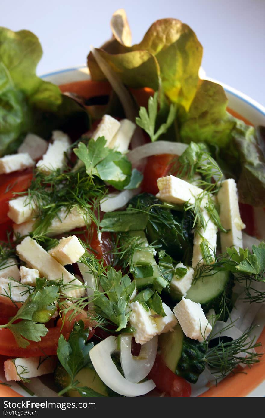 Greeck salad in a ceramicl bowl