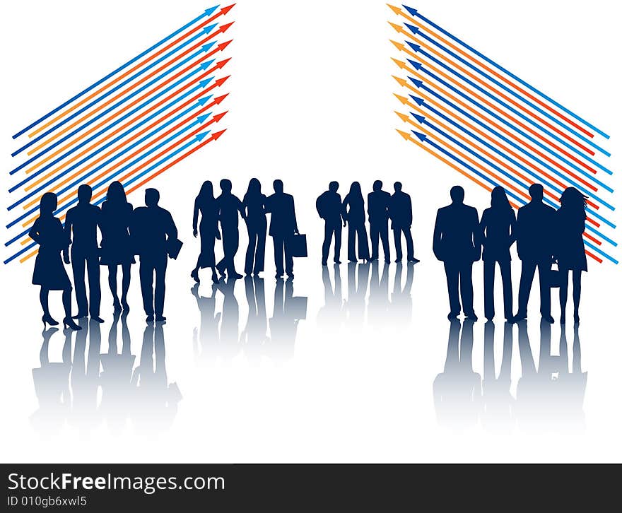 Illustration of business people and shadow