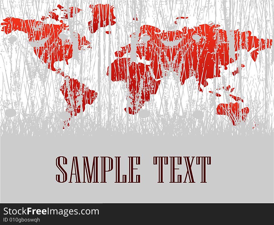 Illustration of sample text and map, red