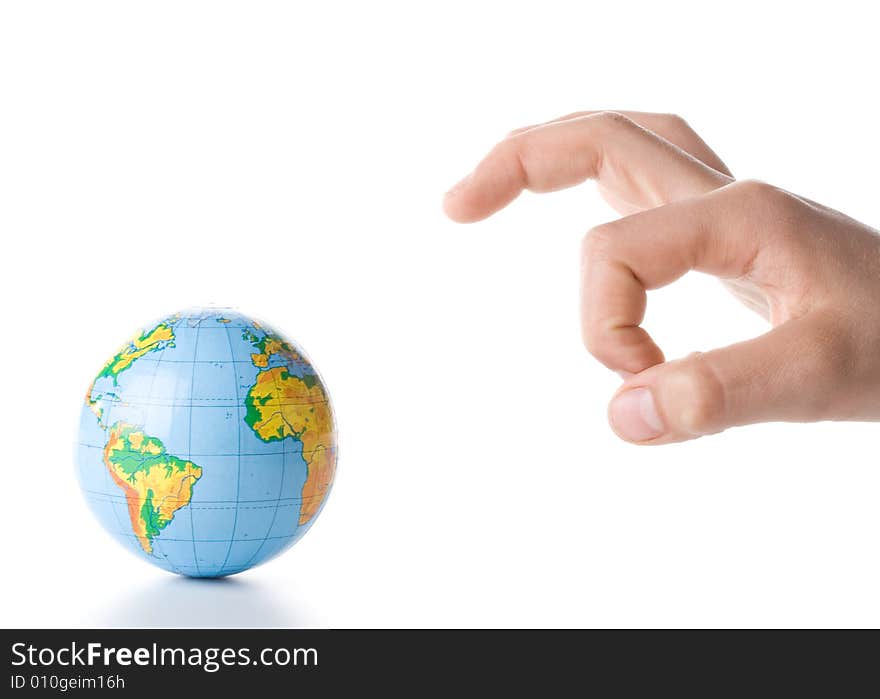 The globe in hands