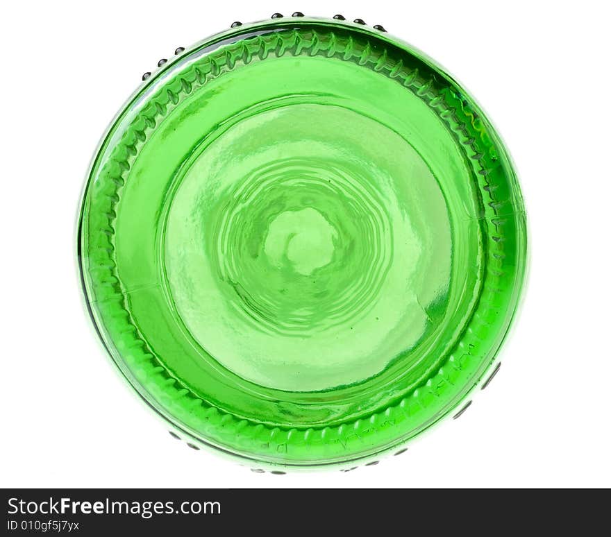 Background from empty green beer bottles