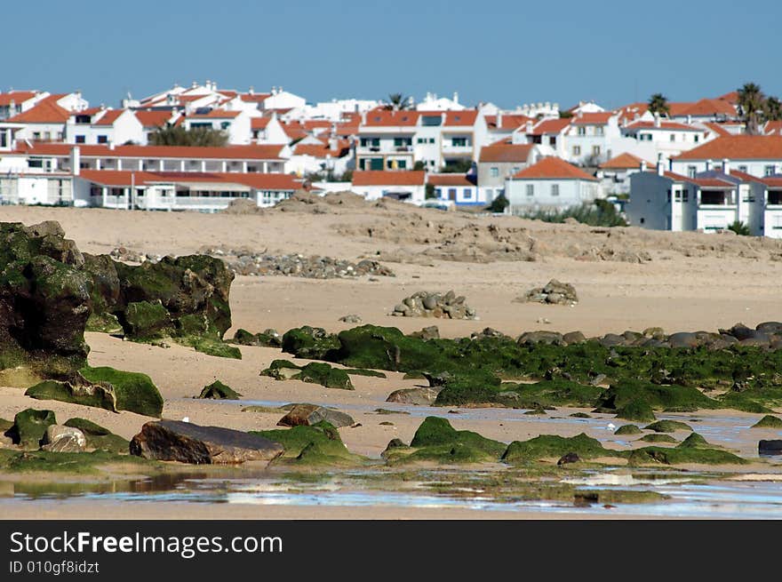 White houses on coastline