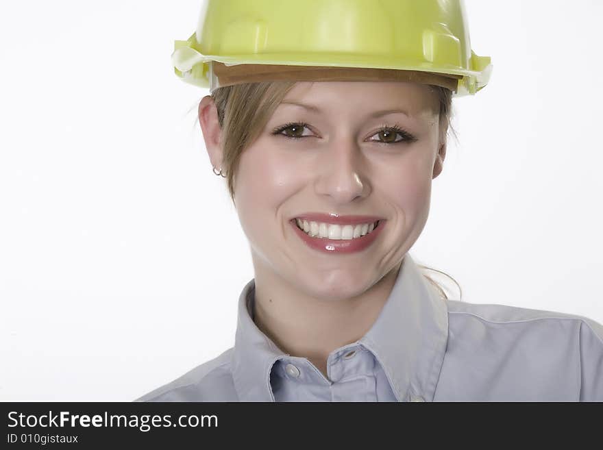 Young beautiful woman with helmet. Young beautiful woman with helmet