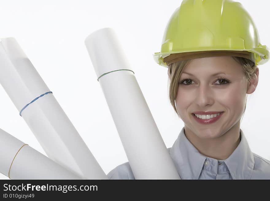 Young beautiful woman with helmet. Young beautiful woman with helmet