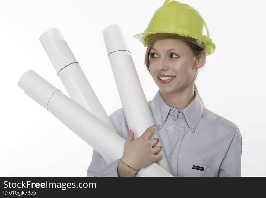 Young beautiful woman with helmet. Young beautiful woman with helmet