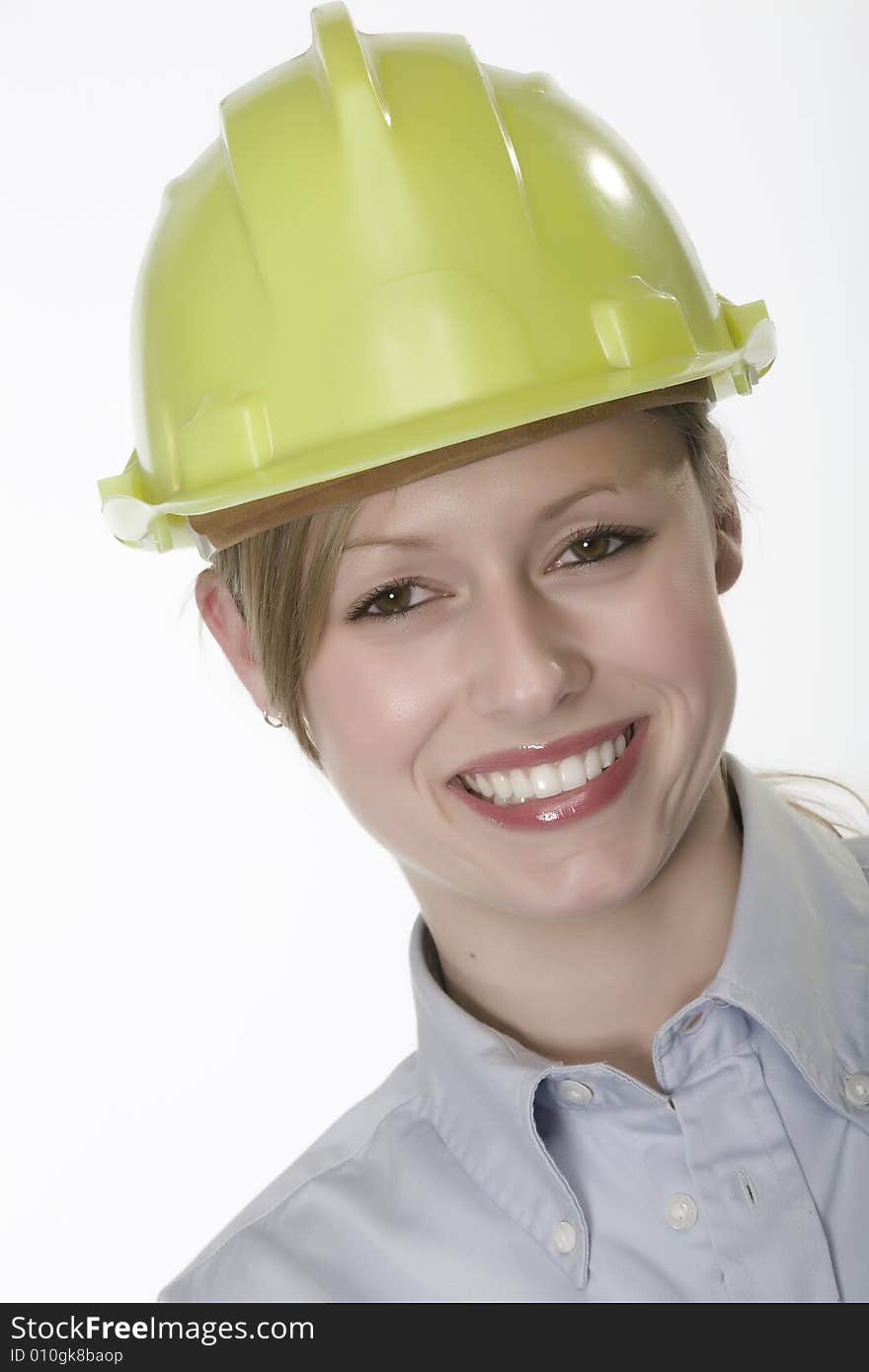 Young beautiful woman with helmet. Young beautiful woman with helmet