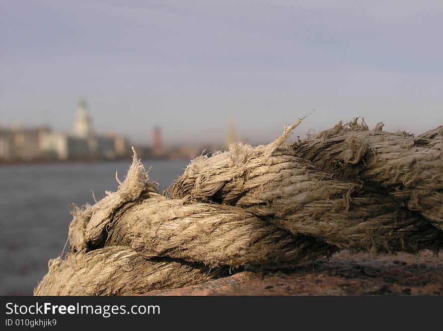 A rope on a city background