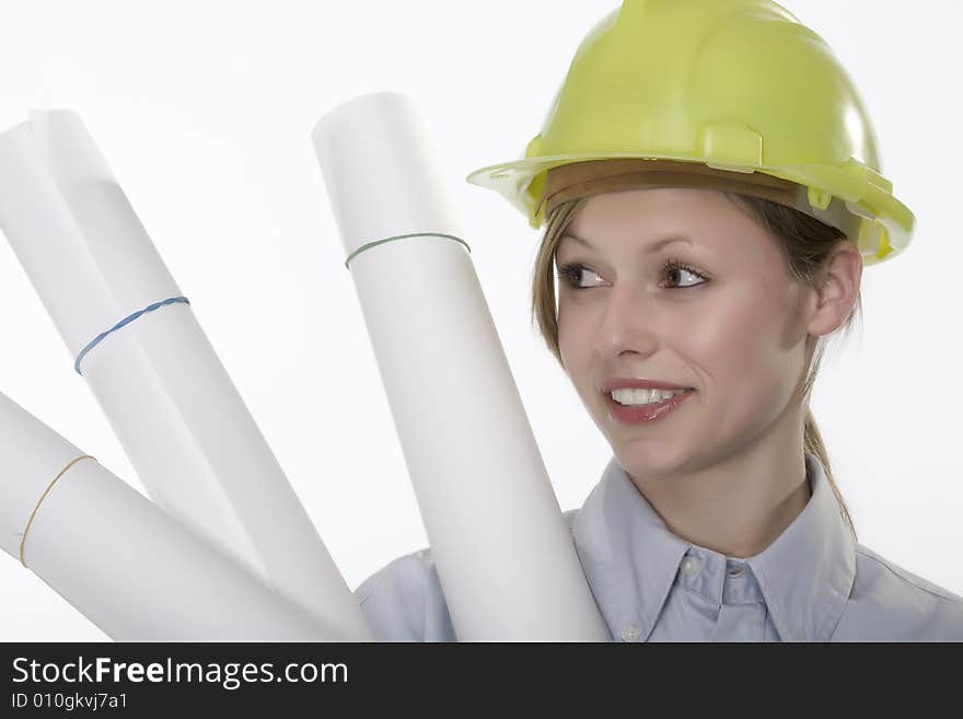 Young beautiful woman with helmet. Young beautiful woman with helmet