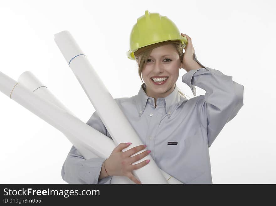 Young beautiful woman with helmet. Young beautiful woman with helmet