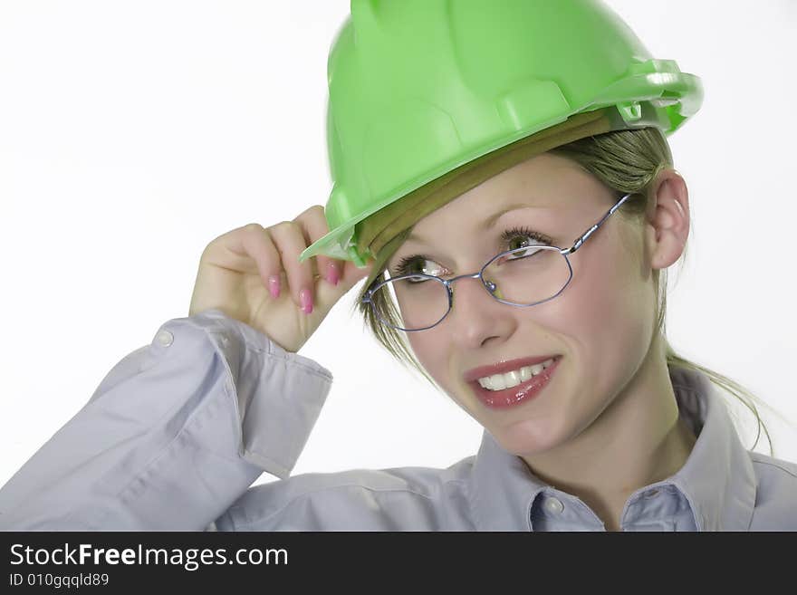 Young beautiful woman with helmet. Young beautiful woman with helmet